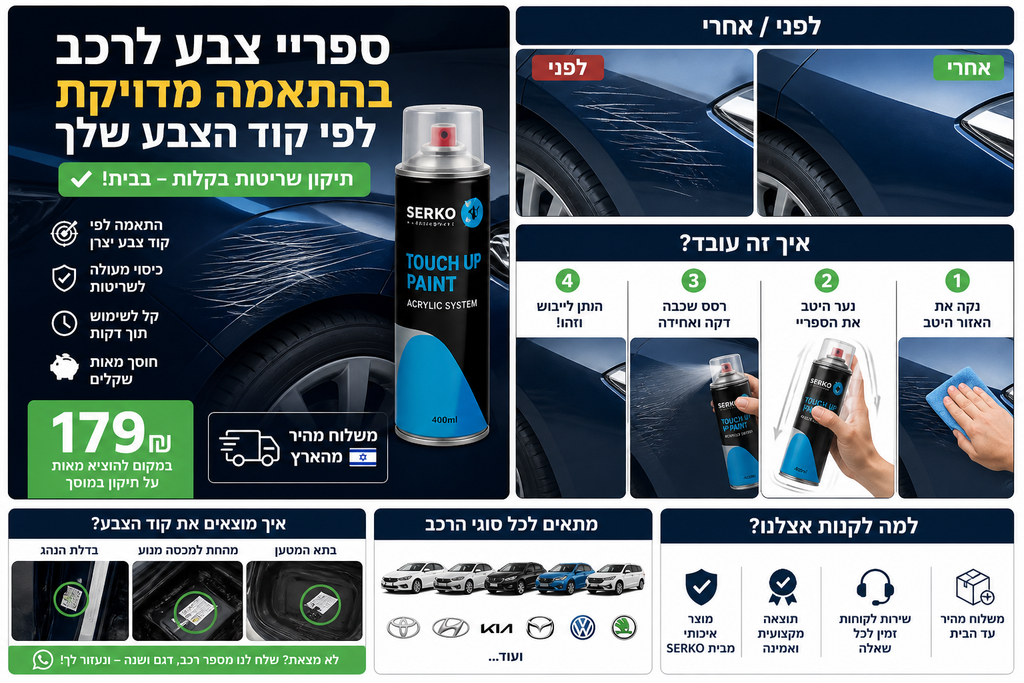 תיקון שריטות לרכב לפי קוד צבע