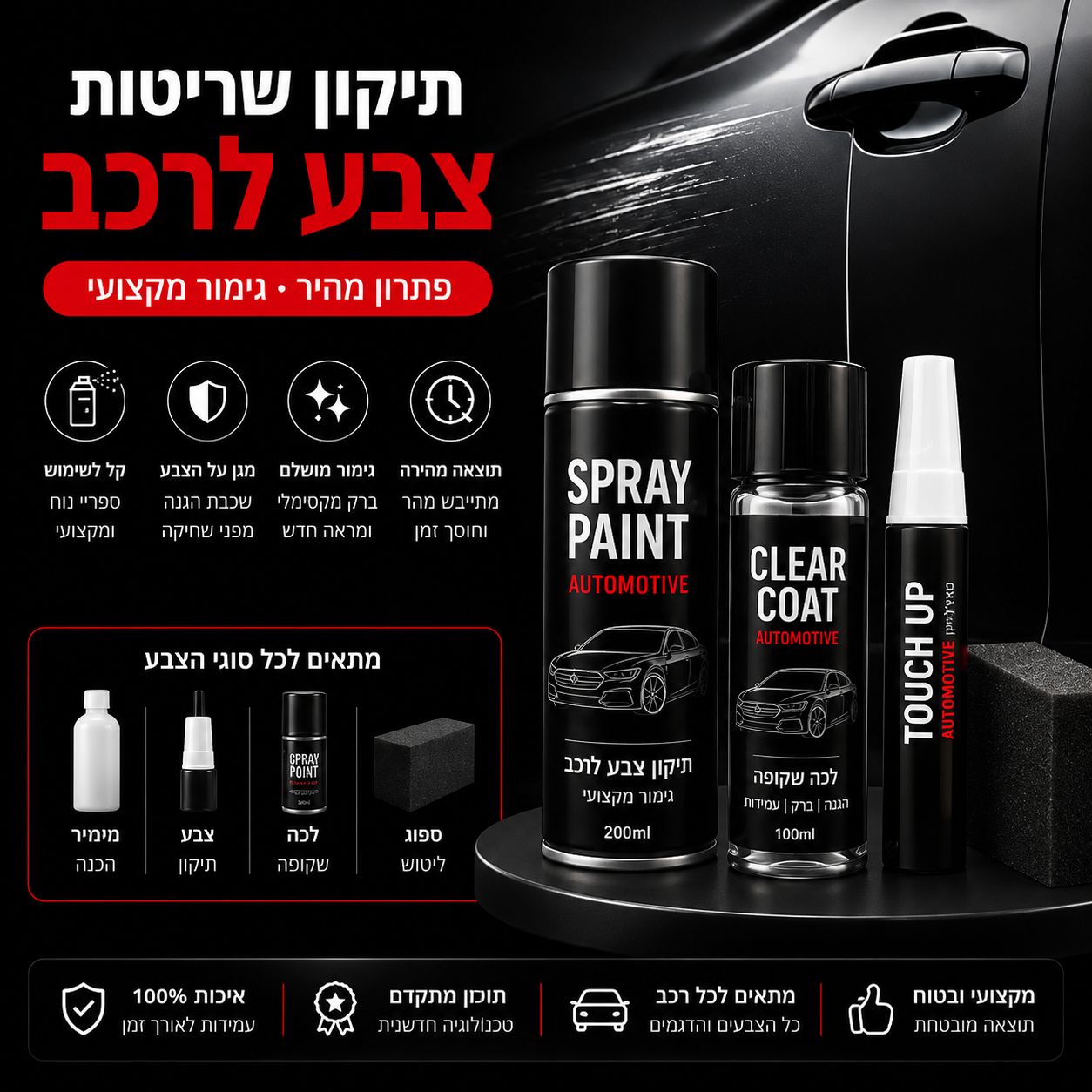 תיקון שריטות לרכב לפי קוד צבע