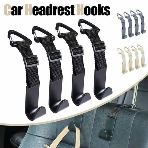 AutoPlus 4-pack car seat headrest storage hooks for bags groceries and purses