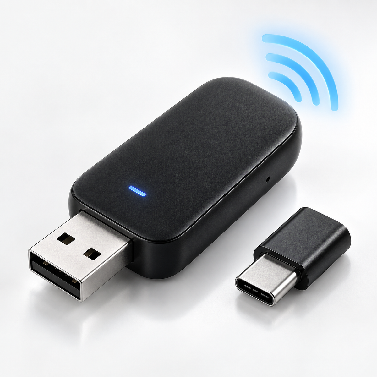 AutoPlus 2-in-1 wireless CarPlay and Android Auto adapter with USB-C adapter